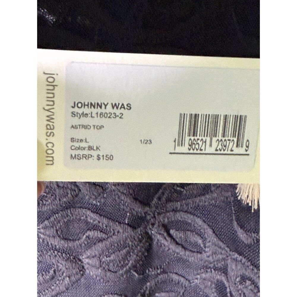 Johnny Was NWT Large Black Astrid Sheer Embroidered Lace Sheer Blouse NEW W TAGS - Picture 6 of 10